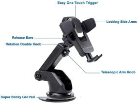 img 1 attached to 📱 360° Adjustable Long Neck Car Phone Mount Holder - One Touch Mount for Windshield, Dashboard, Office Desk - Universal Compatibility with All Smartphones