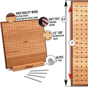 img 2 attached to 🔲 Olikraft Handcrafted Wooden Blocking Board - Premium Kit with Stainless Steel Rod Pins and Stand - Perfect Gifts for Knitting, Crochet, and Granny Squares Enthusiasts (8 inches)