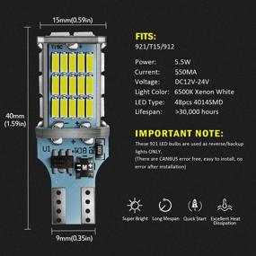 img 1 attached to 🔆 ANTLINE Ultra Bright White LED Bulb 921 912 906 T15 W16W, CANBUS 48-SMD 4014 Chipsets, 1300 Lumens, Car Backup Reverse Center High Mount Stop Light Bulbs (Pack of 2)