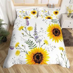 img 3 attached to 🌻 Sunflower Queen Size 3D Print Bedding Set | Feelyou Stylish Decor Duvet Cover with 2 Pillowcases | Pastoral Comforter Cover in Ultra Soft Microfiber | Novely Floral Branches | Zipper Closure | 3 Pcs Set
