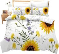 🌻 sunflower queen size 3d print bedding set | feelyou stylish decor duvet cover with 2 pillowcases | pastoral comforter cover in ultra soft microfiber | novely floral branches | zipper closure | 3 pcs set logo