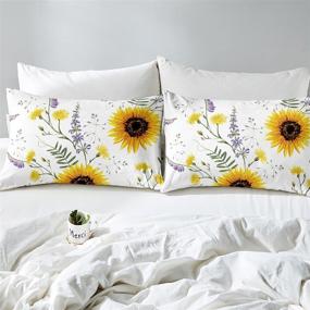 img 2 attached to 🌻 Sunflower Queen Size 3D Print Bedding Set | Feelyou Stylish Decor Duvet Cover with 2 Pillowcases | Pastoral Comforter Cover in Ultra Soft Microfiber | Novely Floral Branches | Zipper Closure | 3 Pcs Set