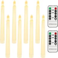 pack of 8 ivory christmas flameless taper candles with remote and timer - 7.9 inch battery operated led window candles for home, holiday, wedding decor - warm white floating flickering fake candles логотип