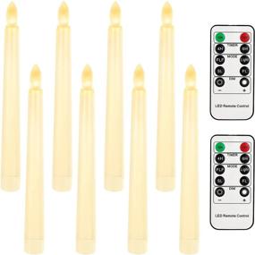 img 4 attached to Pack of 8 Ivory Christmas Flameless Taper Candles with Remote and Timer - 7.9 Inch Battery Operated LED Window Candles for Home, Holiday, Wedding Decor - Warm White Floating Flickering Fake Candles