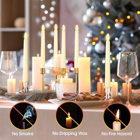 img 2 attached to Pack of 8 Ivory Christmas Flameless Taper Candles with Remote and Timer - 7.9 Inch Battery Operated LED Window Candles for Home, Holiday, Wedding Decor - Warm White Floating Flickering Fake Candles