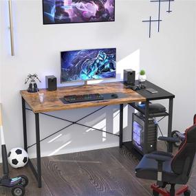 img 2 attached to Rustic and Black 47-Inch Computer Desk with Storage Shelves – Ideal for Home Office, Study, PC Gaming Workstation, and Bedroom