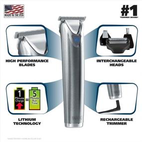 img 3 attached to 🧔 Wahl Stainless Steel Lithium Ion 2.0+ Slate Beard Trimmer for Men - Electric Shaver, Nose & Ear Trimmer, Rechargeable All-In-One Men's Grooming Kit - Model 9864SS, 23-Piece Set