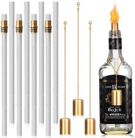 img 4 attached to Nuanchu Wine Bottle Torch Hardware Kit - Brass Torch Wick Holders, 13.78 Inch Fiberglass Replacement Torch Wicks, and Copper Lamp Cover - Indoor Outdoor DIY Homemade