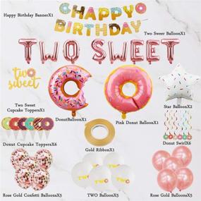 img 3 attached to Lnlofen Two Sweet Donut Birthday Party Supplies: Complete 46Pcs Set for Baby 2nd Birthday Decoration - Perfect Donut Themed Party Decorations for Girls - Includes Balloons, Cake Topper, Banner, Swirls, Star Foil