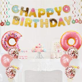 img 1 attached to Lnlofen Two Sweet Donut Birthday Party Supplies: Complete 46Pcs Set for Baby 2nd Birthday Decoration - Perfect Donut Themed Party Decorations for Girls - Includes Balloons, Cake Topper, Banner, Swirls, Star Foil