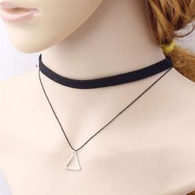 img 1 attached to JczR Y Leather Triangle Necklace Geometric