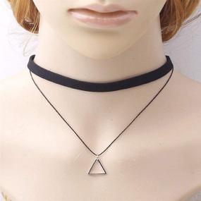 img 2 attached to JczR Y Leather Triangle Necklace Geometric