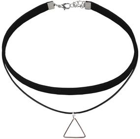 img 3 attached to JczR Y Leather Triangle Necklace Geometric