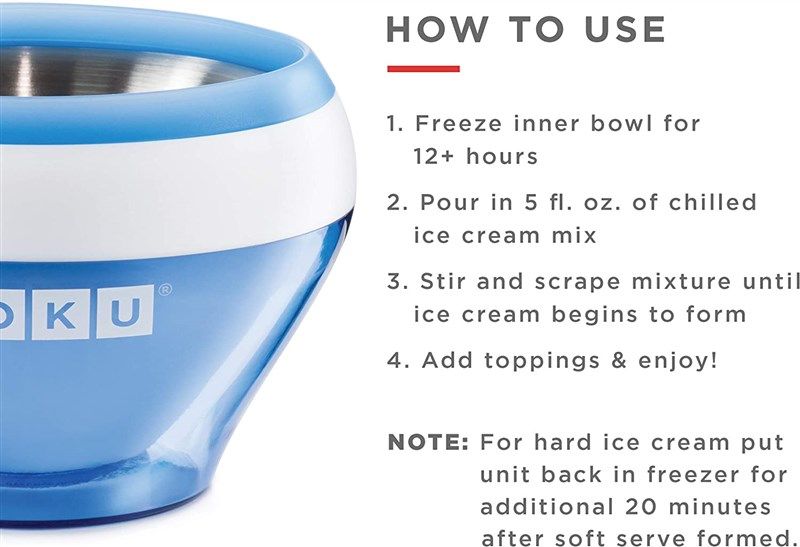 ZOKU Ice Cream Maker, Compact Make and Serve Bowl with Stainless Steel  Freezer Core Creates Soft Serve, Frozen Yogurt, Ice Cream and More in  Minutes
