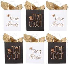 img 1 attached to PartyTalk 12pcs Rose Gold Foiled Team Bride Team Groom Gift Bags - Perfect Wedding Party Favors!