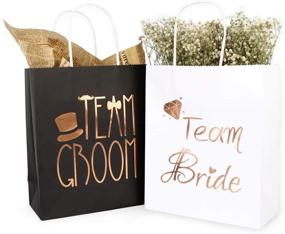 img 3 attached to PartyTalk 12pcs Rose Gold Foiled Team Bride Team Groom Gift Bags - Perfect Wedding Party Favors!