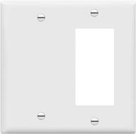 🧱 enerlites combination decorator rocker/blank outlet wall plate, standard size, 2-gang 4.5" x 4.57” light switch cover, ul listed, white logo