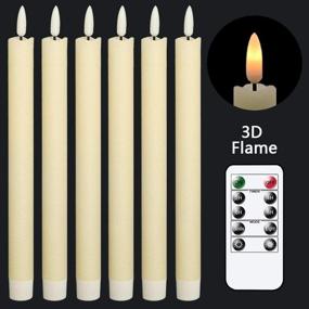 img 4 attached to GenSwin Flameless Ivory Taper Candles with Remote | Pack of 6 Real Wax 🕯️ LED Window Candles | Flickering Warm Light | Battery Operated | Christmas Home Wedding Decor