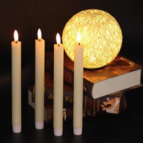 img 2 attached to GenSwin Flameless Ivory Taper Candles with Remote | Pack of 6 Real Wax 🕯️ LED Window Candles | Flickering Warm Light | Battery Operated | Christmas Home Wedding Decor