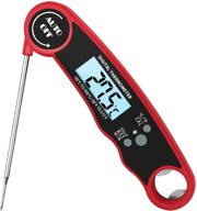 🌡️ red waterproof digital instant read meat thermometer with lcd backlight magnet for kitchen, outdoor cooking, bbq, and oven safe grilling logo