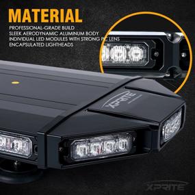 img 1 attached to 🚓 Xprite 27-inch White Amber Emergency Strobe Light Bar for Tow Trucks Construction Vehicle Patrol Cars Snowplow Safety - Black Hawk High Intensity LED Warning Security Rooftop Caution Lightbar