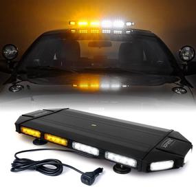 img 4 attached to 🚓 Xprite 27-inch White Amber Emergency Strobe Light Bar for Tow Trucks Construction Vehicle Patrol Cars Snowplow Safety - Black Hawk High Intensity LED Warning Security Rooftop Caution Lightbar