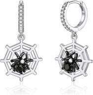 halloween earrings: 925 sterling silver spider web skull & skeleton huggie hoops logo