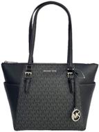 👜 michael kors charlotte large women's handbags & wallets - black totes logo