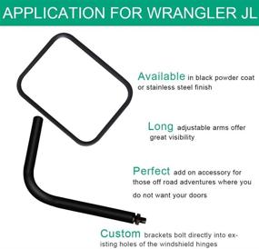 img 3 attached to SUNPIE Doors Off Jeep Wrangler JL Mirrors - Rectangular Mirrors for 2018-2021 Wrangler JL Rubicon Sahara Sports Sport Gladiator - Doorless Mirrors