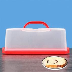 img 1 attached to 🍞 Red Portable Bread Box: Organizer for Loaf Cakes, Bagels, and Pastries