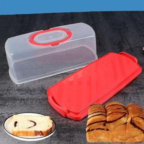 img 2 attached to 🍞 Red Portable Bread Box: Organizer for Loaf Cakes, Bagels, and Pastries