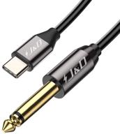 j&d usb-c to 6.35mm 1/4 inch ts audio cable | gold plated usb type c to 6.35mm 1/4 inch male ts mono interconnect pvc shelled aux adapter cable | 3.3 ft length logo