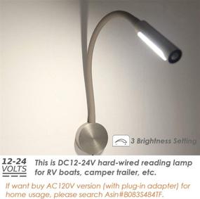 img 3 attached to 📚 acegoo RV Boat LED Reading Light with Dimmable Flexible Gooseneck, Wall Lamp for Truck Motorhome Yachts Cabin Bedside or Seat, USB Charger and LED Head Touch Control Switch, DC10-30V
