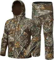 🔫 tidewe silent hunting jacket and pants set for men - water resistant with fleece lining, safety strap compatible logo