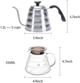 img 4 attached to ☕️ Complete Pour Over Coffee Maker Set with Thermometer - Carafe, Kettle, Filter, Dripper, and Server