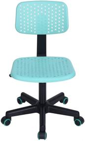 img 1 attached to 🌟 GreenForest Children's Low-Back Armless Adjustable Swivel Ergonomic Home Office Student Computer Desk Chair with Hollow Star Design in Turquoise