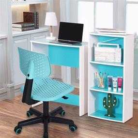 img 3 attached to 🌟 GreenForest Children's Low-Back Armless Adjustable Swivel Ergonomic Home Office Student Computer Desk Chair with Hollow Star Design in Turquoise