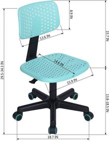 img 2 attached to 🌟 GreenForest Children's Low-Back Armless Adjustable Swivel Ergonomic Home Office Student Computer Desk Chair with Hollow Star Design in Turquoise