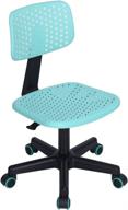 🌟 greenforest children's low-back armless adjustable swivel ergonomic home office student computer desk chair with hollow star design in turquoise logo