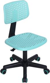 img 4 attached to 🌟 GreenForest Children's Low-Back Armless Adjustable Swivel Ergonomic Home Office Student Computer Desk Chair with Hollow Star Design in Turquoise