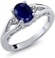 💙 stunning blue sapphire and diamond engagement ring - gem stone king 925 sterling silver (1.86 ct oval, available in sizes 5-9) logo