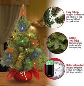 img 1 attached to 🎄 2ft National Tree Company Pre-lit Mini Christmas Tree - Majestic Fir, with Multi-Color LED Lights, Cloth Bag Base