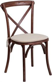 img 3 attached to HERCULES Series Stackable Mahogany Wood Cross Back Chair with Cushion by Flash Furniture