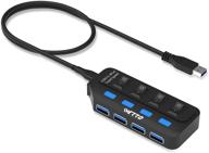 💻 ivetto usb 3.0 hub splitter - 4 port usb hub with individual on/off switches, led light - for pc, laptop, mac, surface pro & more usb devices logo