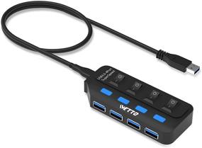 img 4 attached to 💻 IVETTO USB 3.0 Hub Splitter - 4 Port USB Hub with Individual On/Off Switches, LED Light - for PC, Laptop, Mac, Surface Pro & More USB Devices