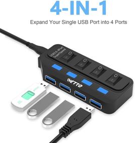 img 3 attached to 💻 IVETTO USB 3.0 Hub Splitter - 4 Port USB Hub with Individual On/Off Switches, LED Light - for PC, Laptop, Mac, Surface Pro & More USB Devices