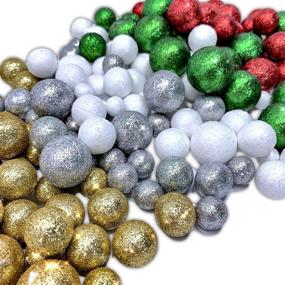 img 4 attached to BANBERRY DESIGNS 5 Bag Set of Glittered Foam Balls in Silver, Red, Green, Gold, and White for Vase Filler, Table Scatter, Party Décor, and Snow Ball Decorations