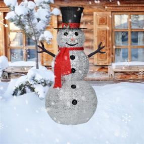 img 3 attached to DearHouse 4Ft Collapsible Lighted Christmas Snowman with Removable Hands and Scarf, Pre-Lit LED Snowman with Top Hat, ideal for Holiday Xmas Decorations in Silver