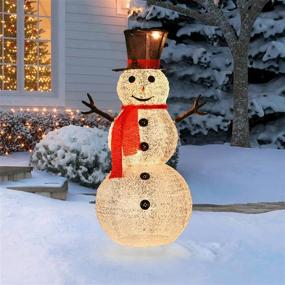 img 2 attached to DearHouse 4Ft Collapsible Lighted Christmas Snowman with Removable Hands and Scarf, Pre-Lit LED Snowman with Top Hat, ideal for Holiday Xmas Decorations in Silver