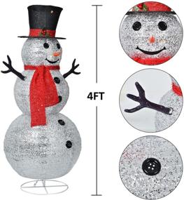 img 1 attached to DearHouse 4Ft Collapsible Lighted Christmas Snowman with Removable Hands and Scarf, Pre-Lit LED Snowman with Top Hat, ideal for Holiday Xmas Decorations in Silver